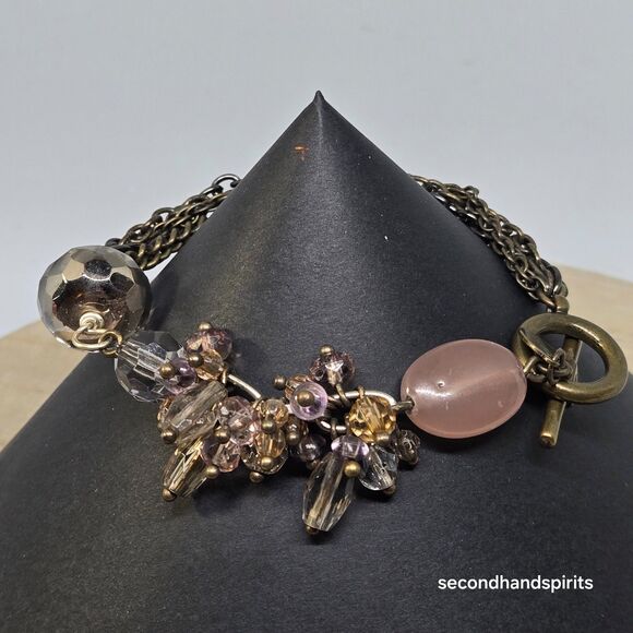 Chico’s Antiqued 5 strand Bracelet With Multicolored Bead Dangles Toggle - Picture 4 of 11